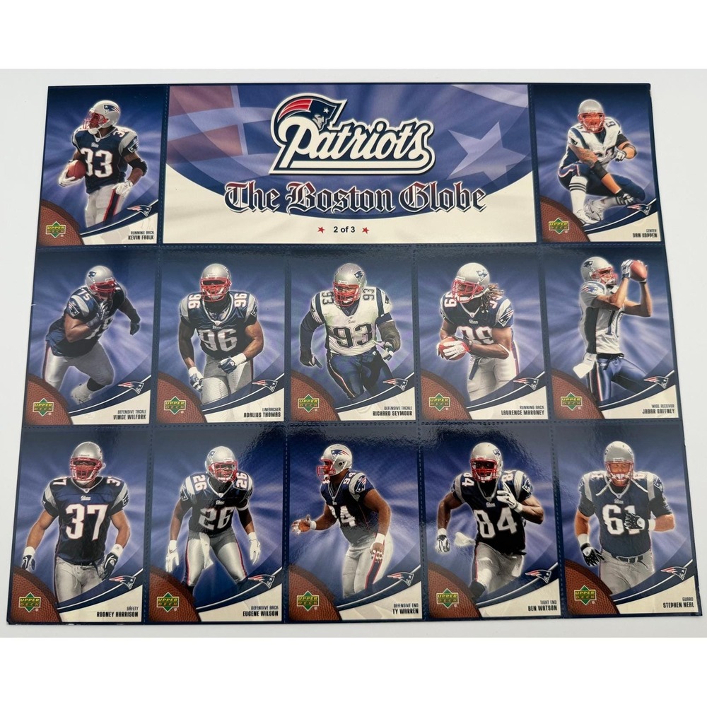 2007 Upper Deck New England Patriots Boston Globe Complete 3 Sheet Set Tom Brady - Picture 4 of 9